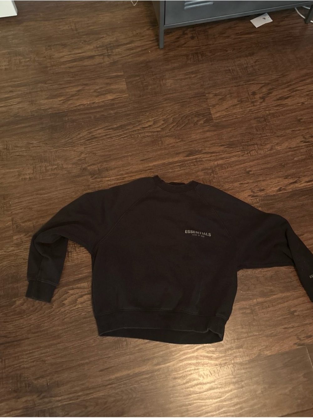 Essentials Black Crewneck Sweatshirt with Subtle Logo